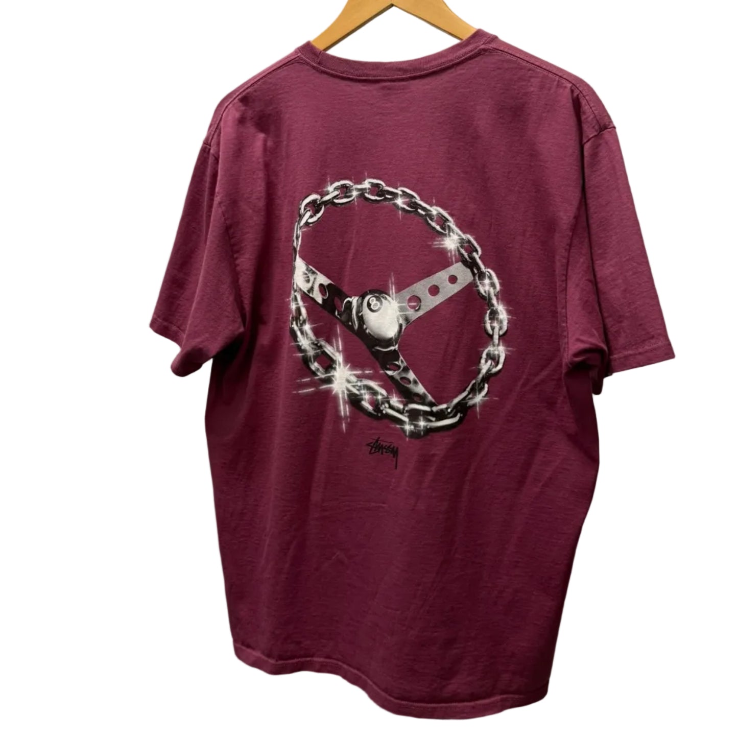 Large - Stussy Chain Link T-Shirt 'Berry' (Pre-Owned)