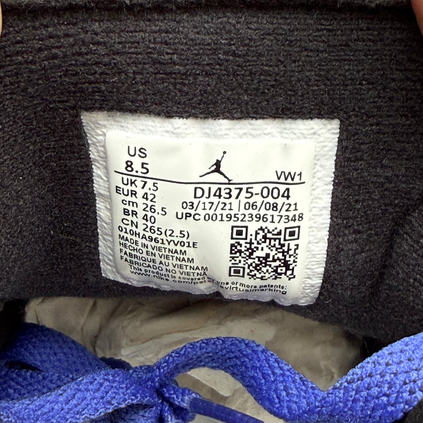Größe 42.5 - Off-White x Jordan 2 Retro Low SP 'Black Varsity Royal' (Gebraucht)