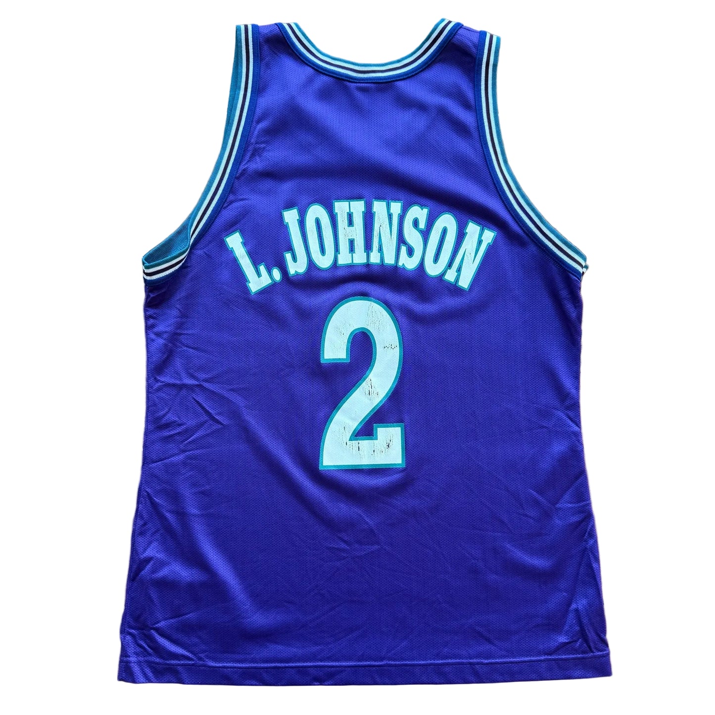 Grande - Camiseta vintage de los Hornets de Larry Johnson de Champion