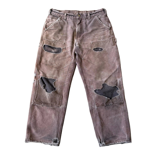 Größe 33x30 Vintage Carhartt Double Knee Hose 'Braun/Patchwork'
