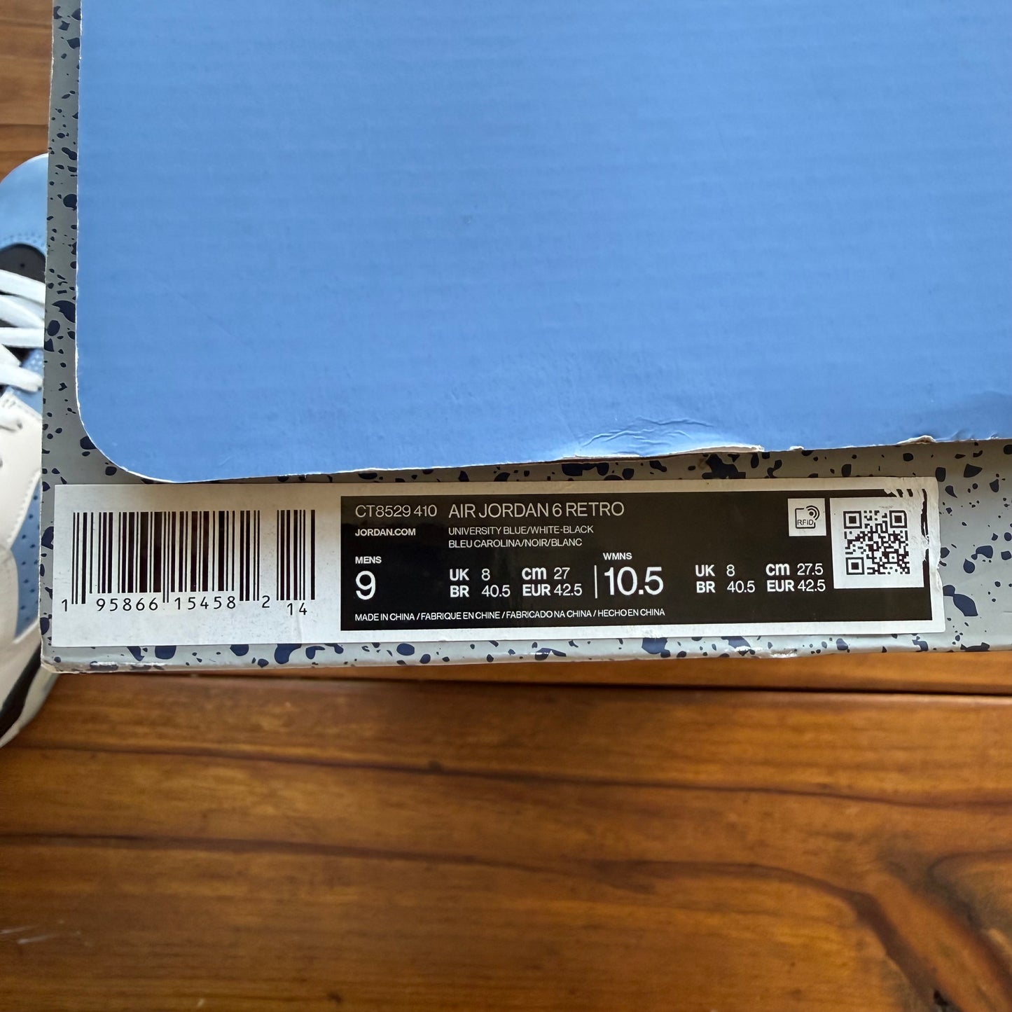 Größe 42.5 - Jordan 6 Retro 'UNC Home' (Gebraucht)