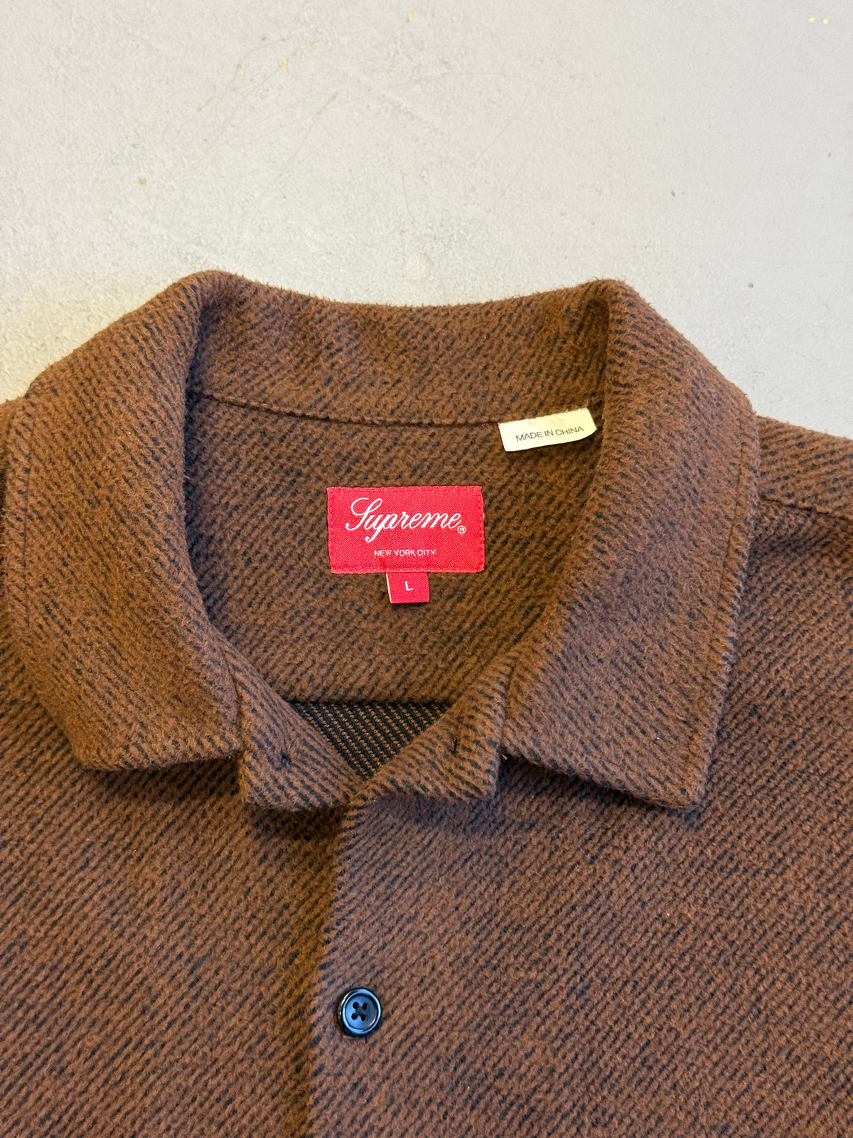 Supreme Brushed Flannel Twill Shirt 'Brown' (Pre-Owned) - Large