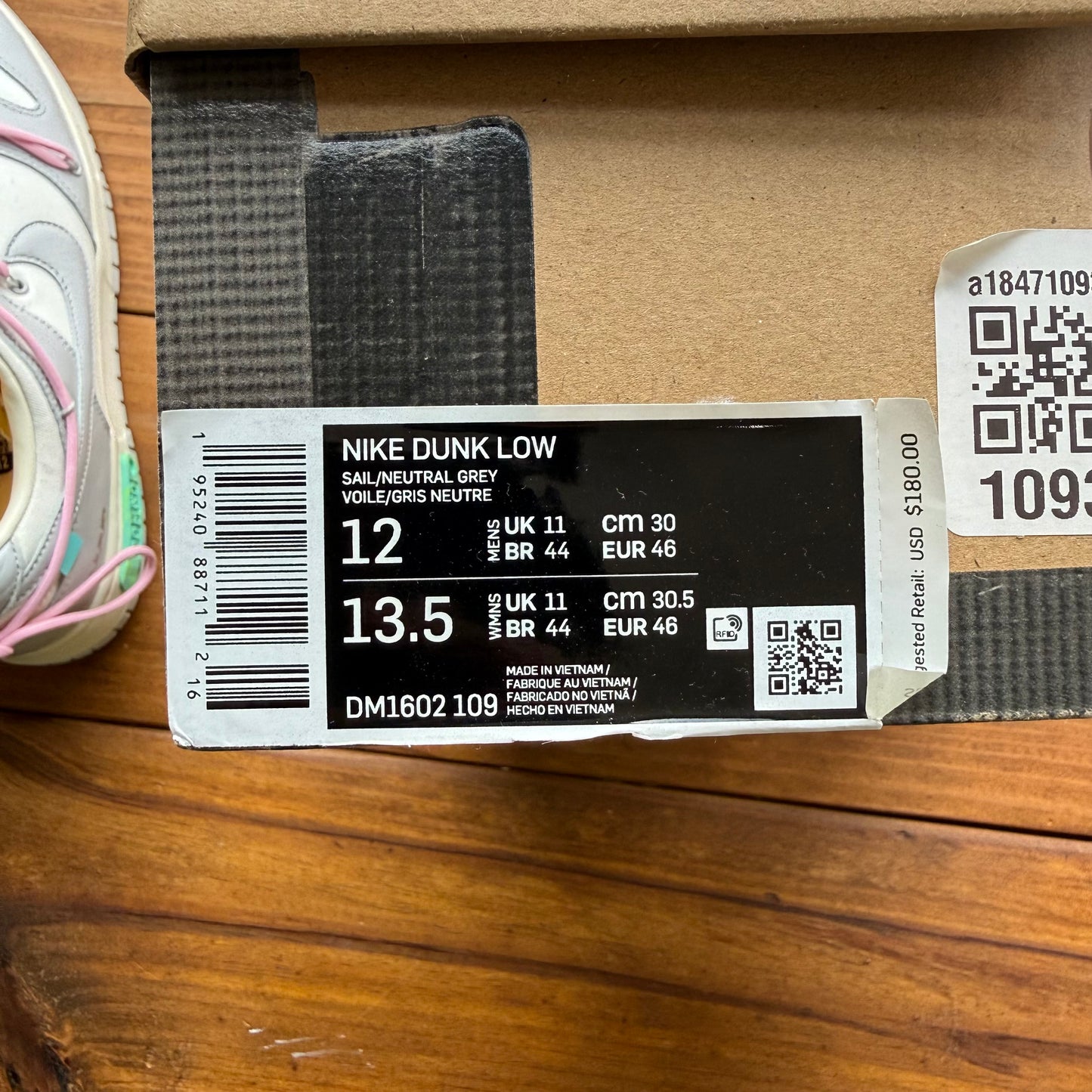 Größe 46 – Off-White x Dunk Low 'Lot 09 of 50' (Gebraucht)