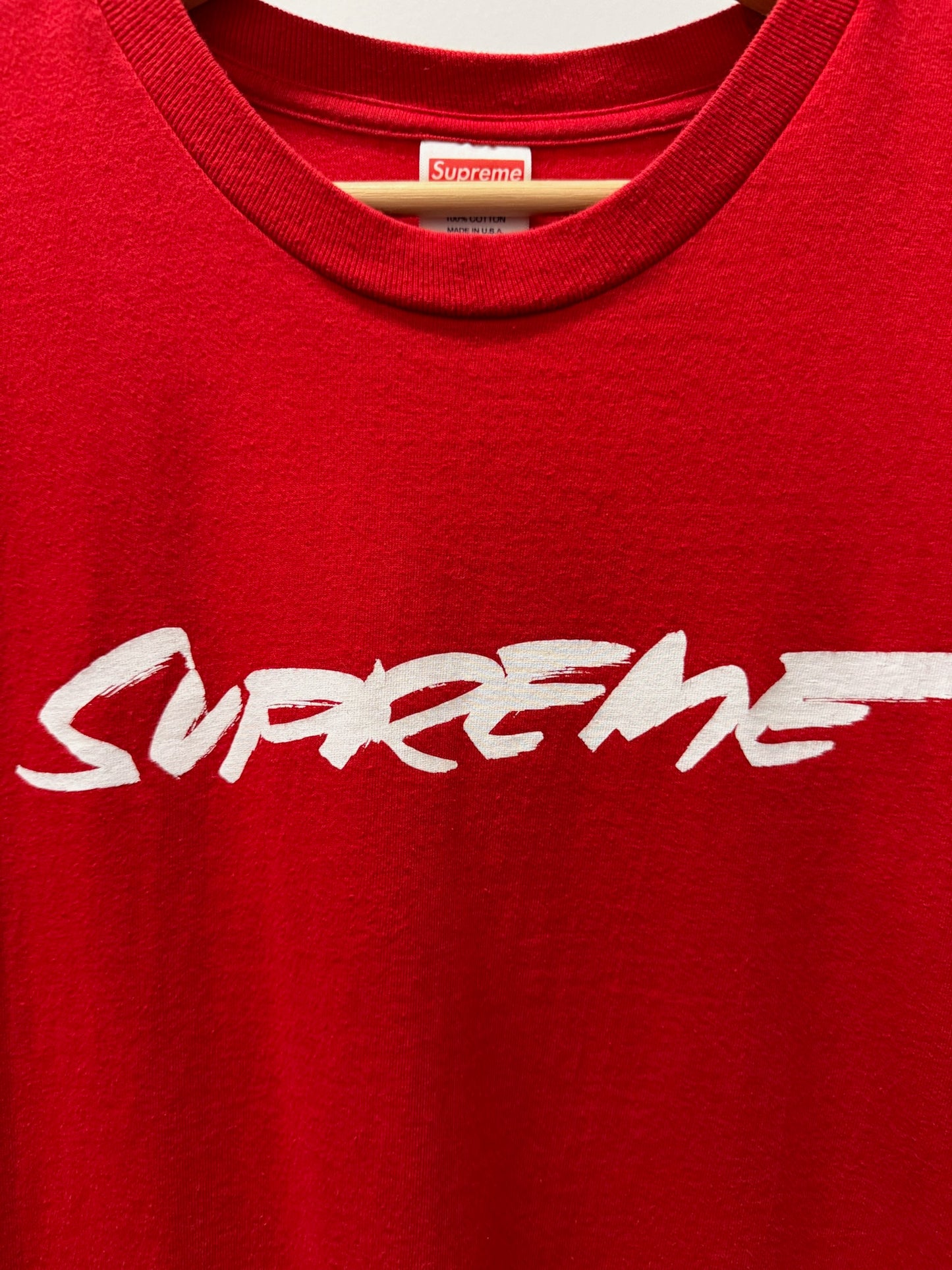Large - Supreme Futura Logo Tee 'Red' (Pre-Owned)