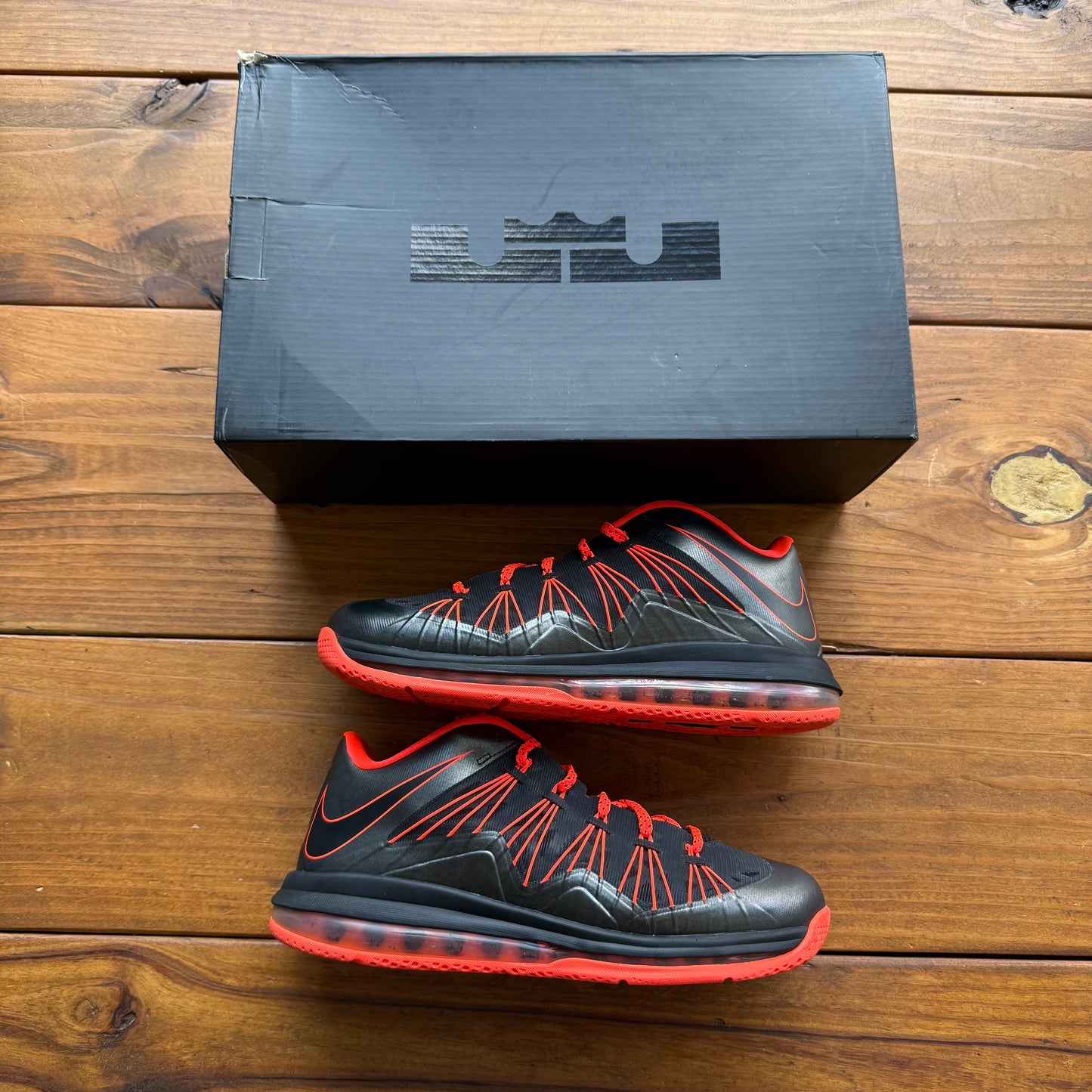 Size 10.5 - Air Max LeBron 10 Low 'Black Total Crimson' (Used)