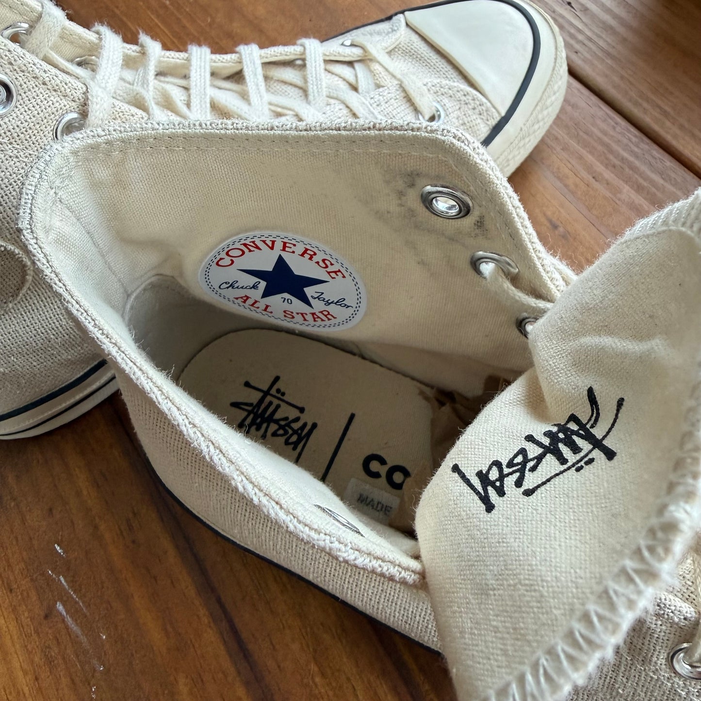 Size 9 - Stussy x Chuck 70 High 'Fossil' (Used)
