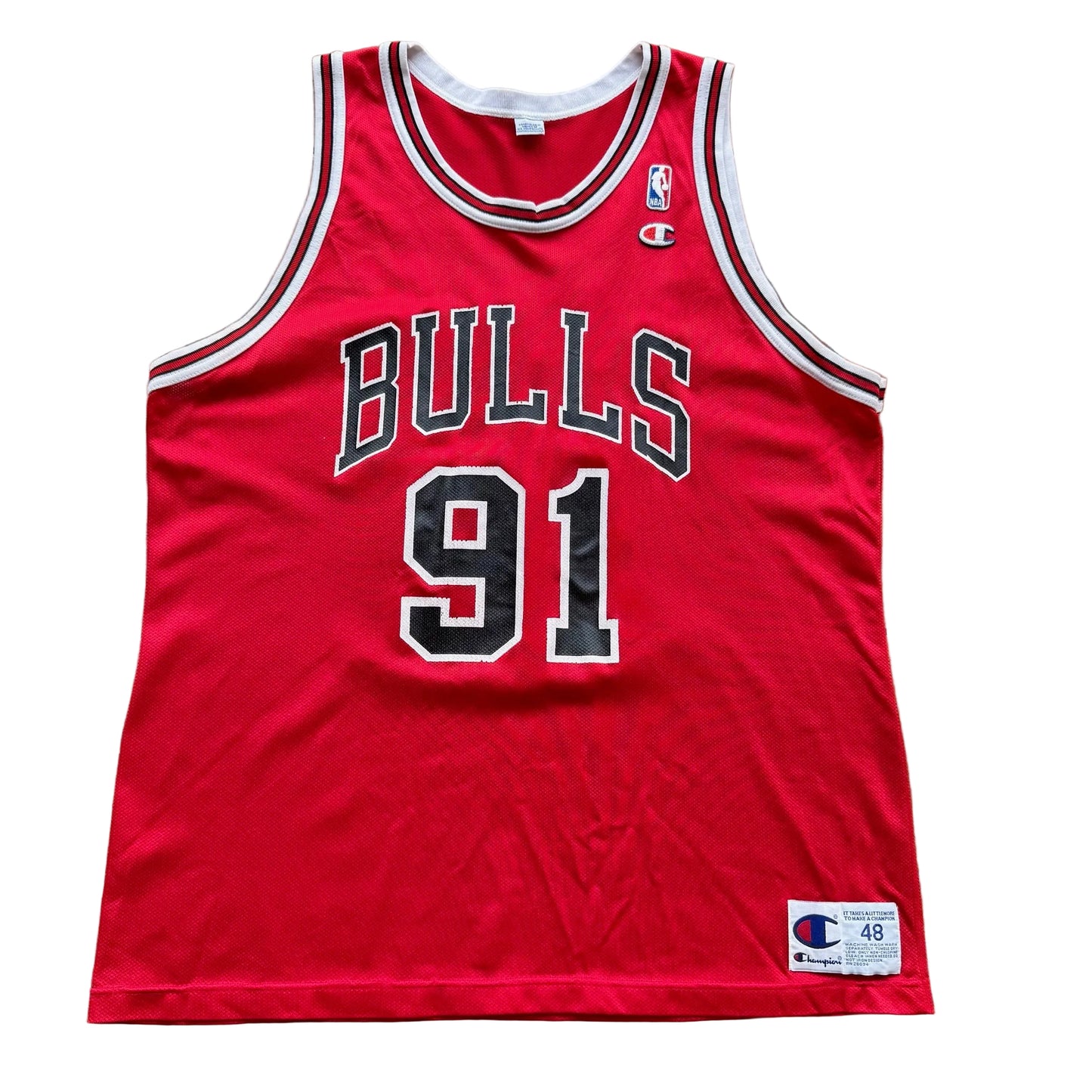 XL - Vintage Champion Dennis Rodman Bulls Trikot (Rot)