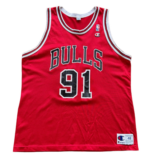 XL - Vintage Champion Dennis Rodman Bulls Jersey (Red)