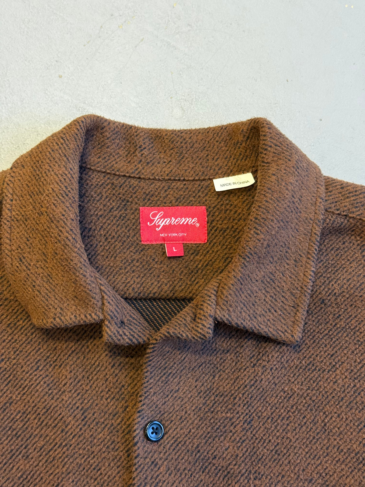 Supreme Brushed Flannel Twill Shirt 'Brown' (Pre-Owned) - Large