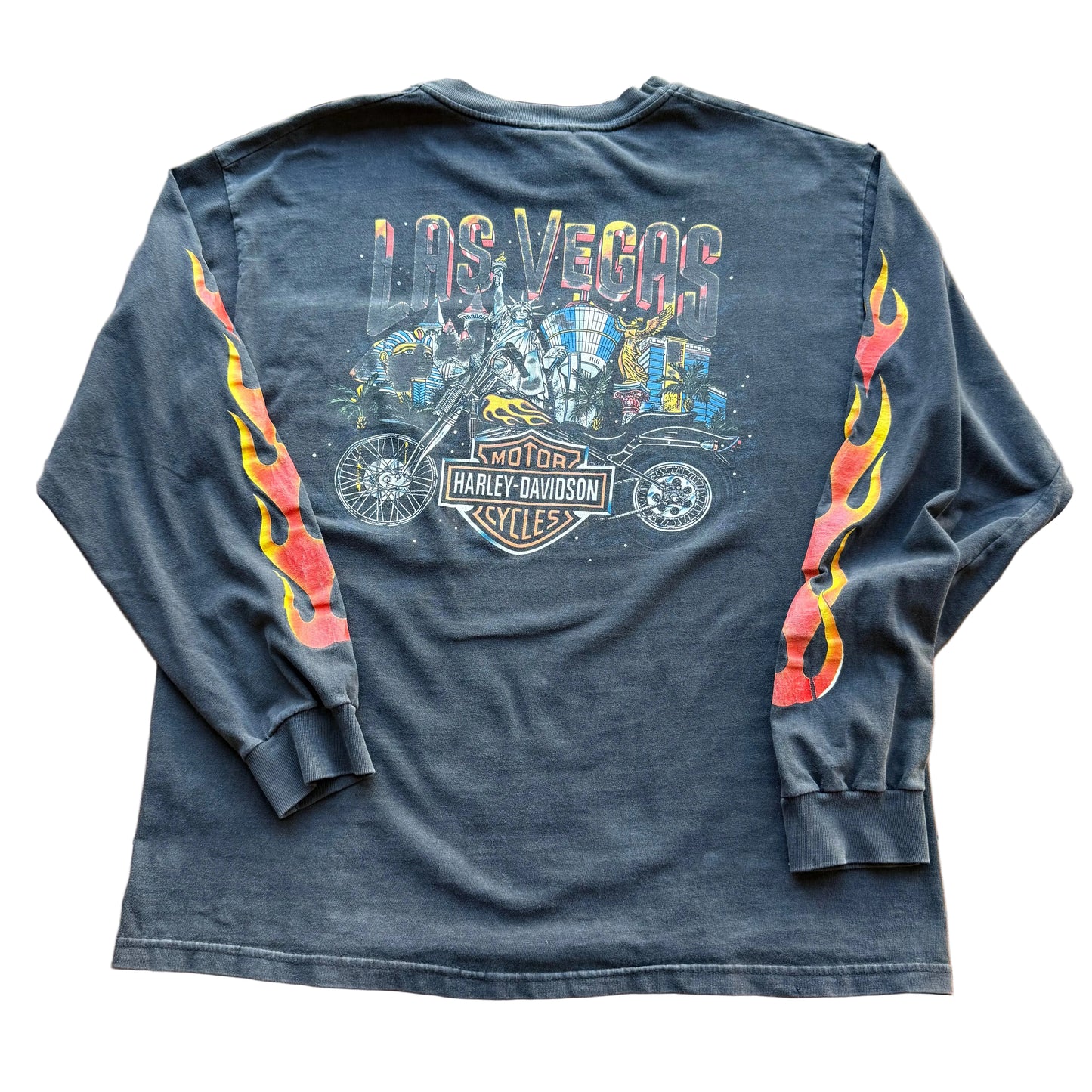 Groß - Vintage Harley Flame Langarmshirt