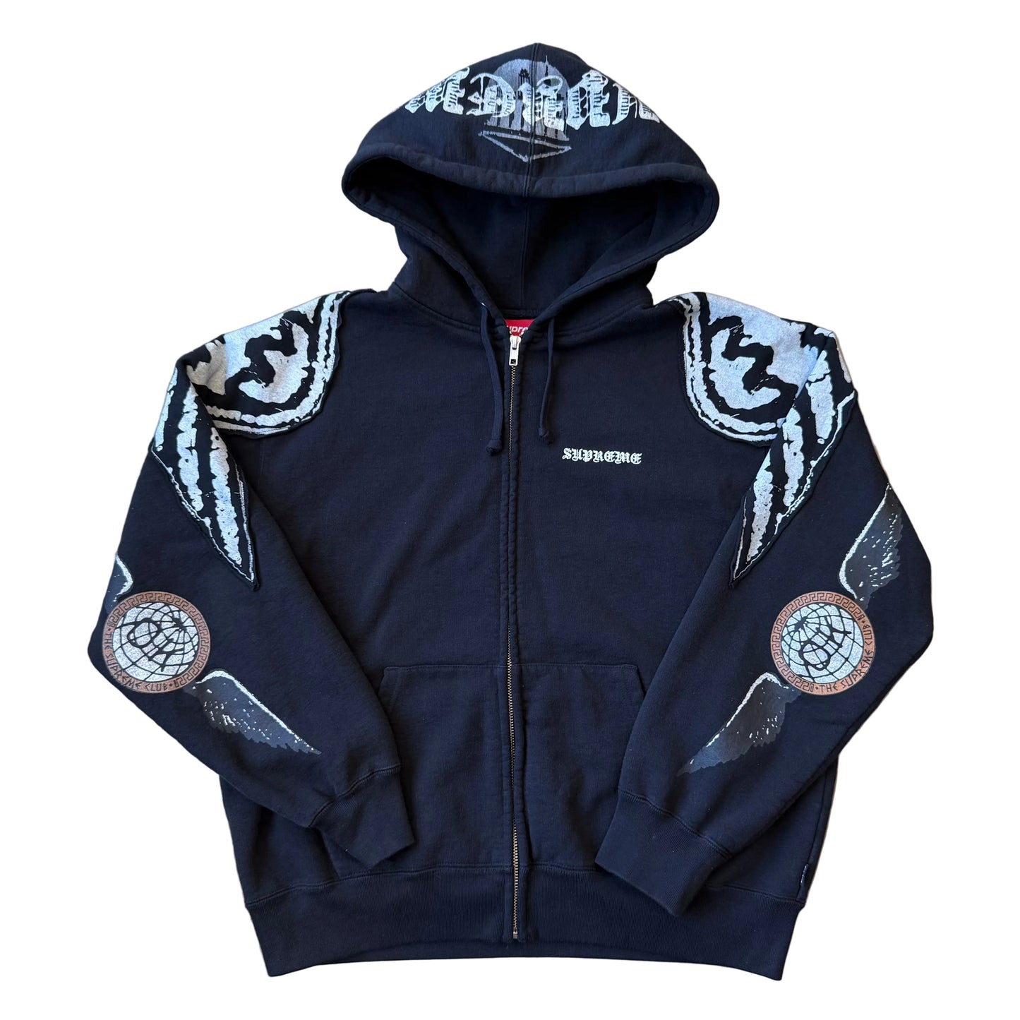 Small - Sudadera con capucha con cremallera Supreme Wings
