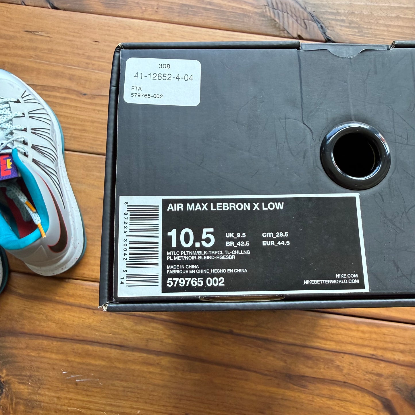 Size 10.5 - Air Max LeBron 10 Low 'Tropical Teal Platinum' (Used)
