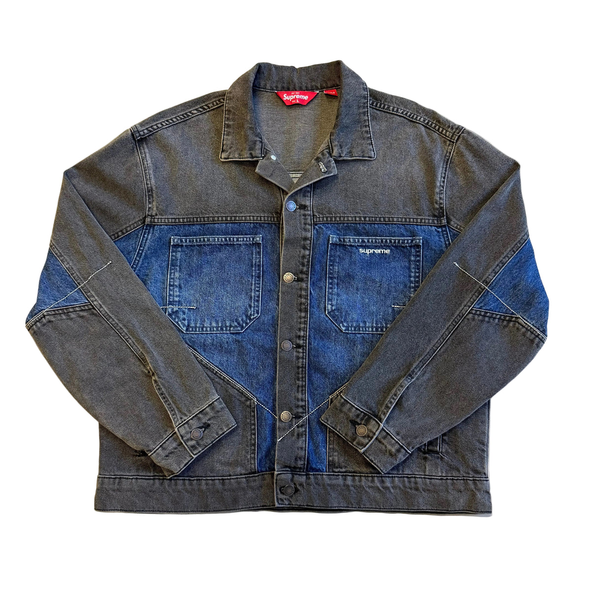 Supreme 2-Tone Paneled Denim Jacket (Pre-Owned) - Large