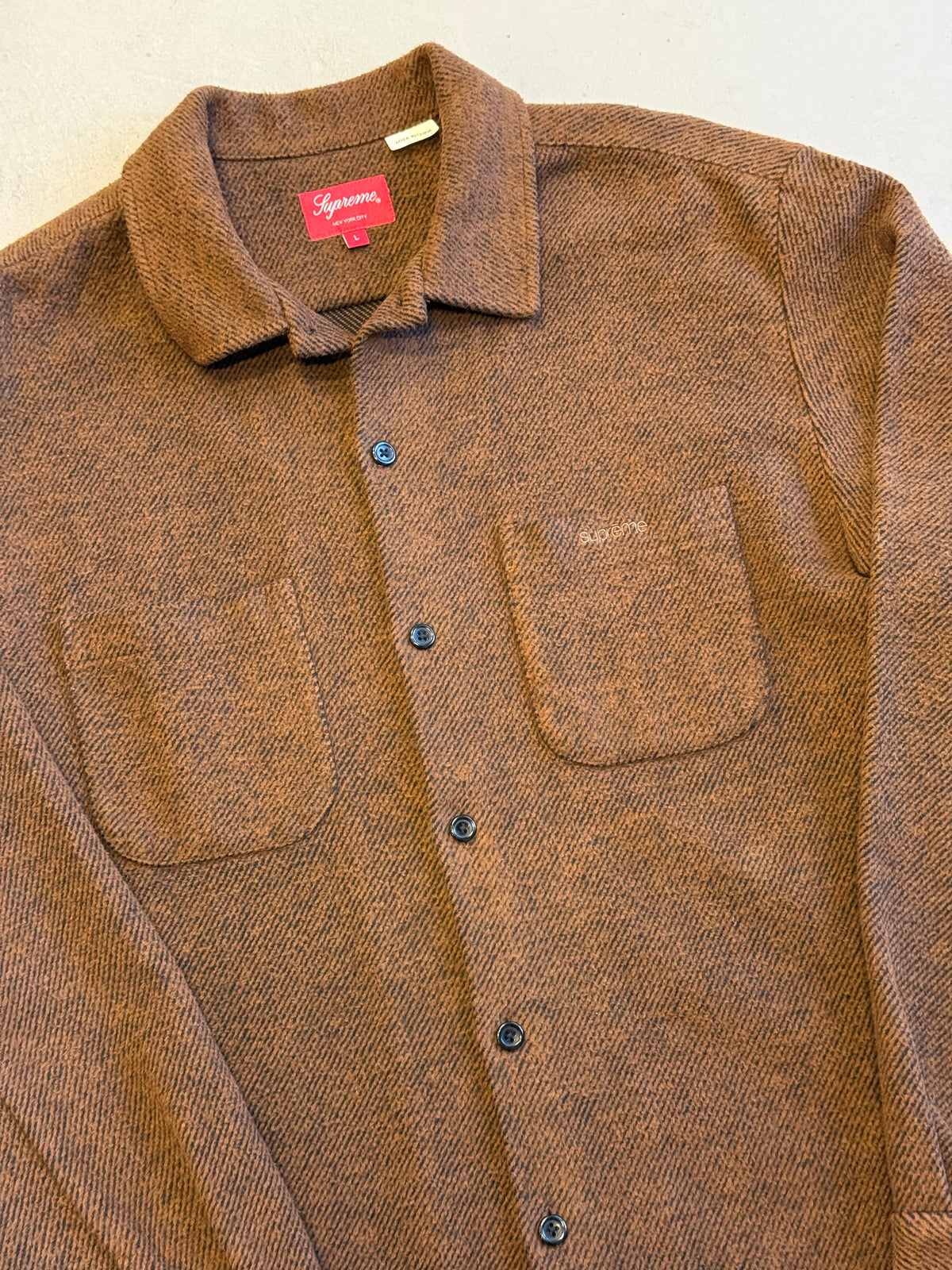 Supreme Brushed Flannel Twill Shirt 'Brown' (Pre-Owned) - Large
