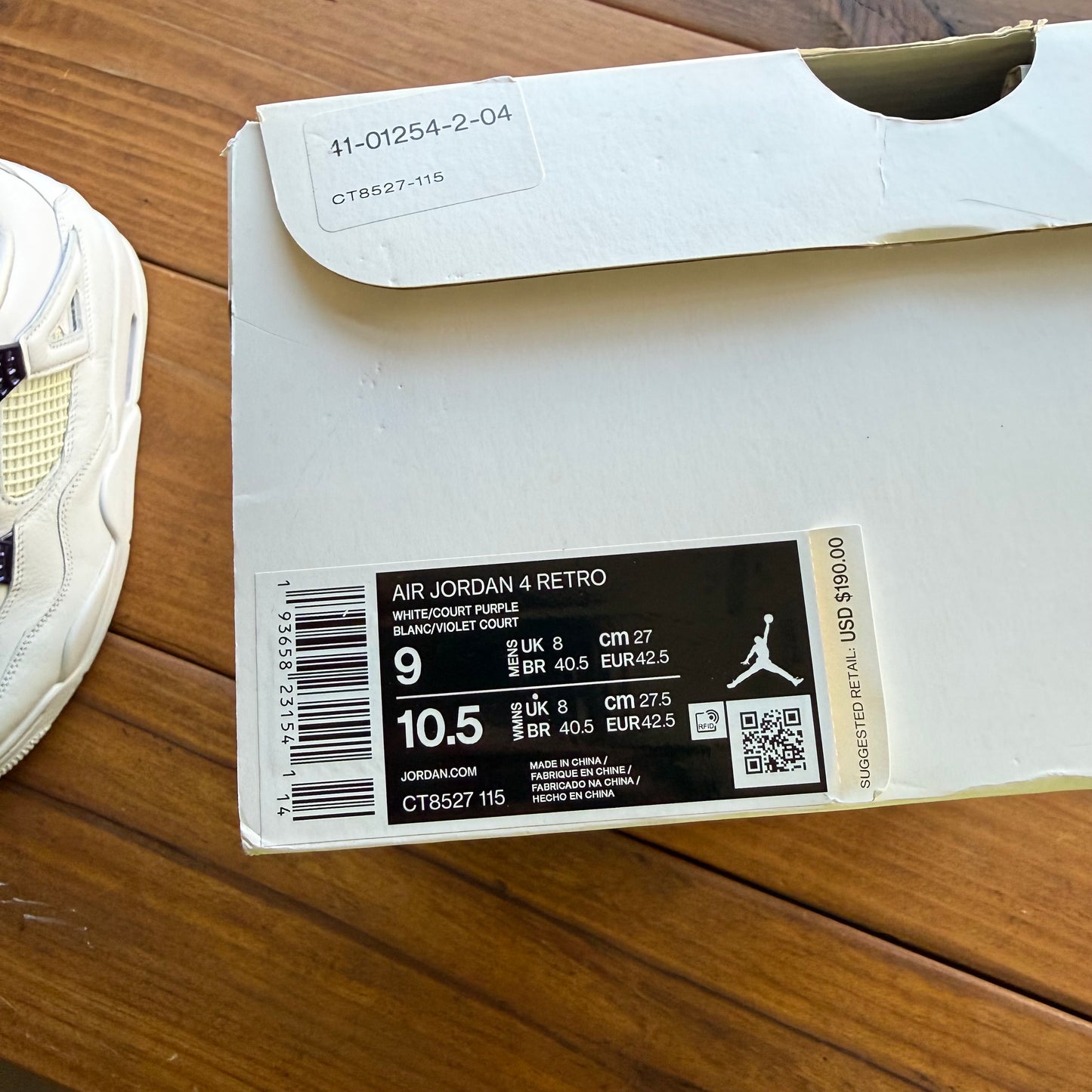 Größe 9 – Jordan 4 Retro „Purple Metallic“ (Gebraucht)