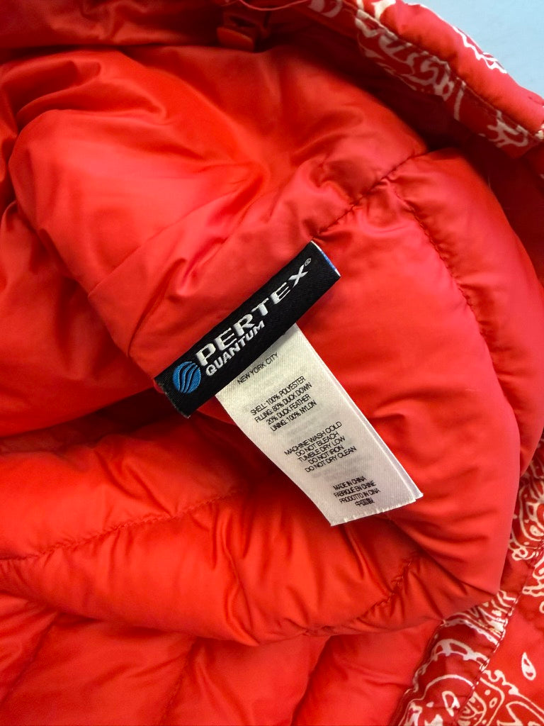 Large - Supreme Micro Down Half-Zip Hooded Pullover 'Red Paisley' (Pre-Owned)