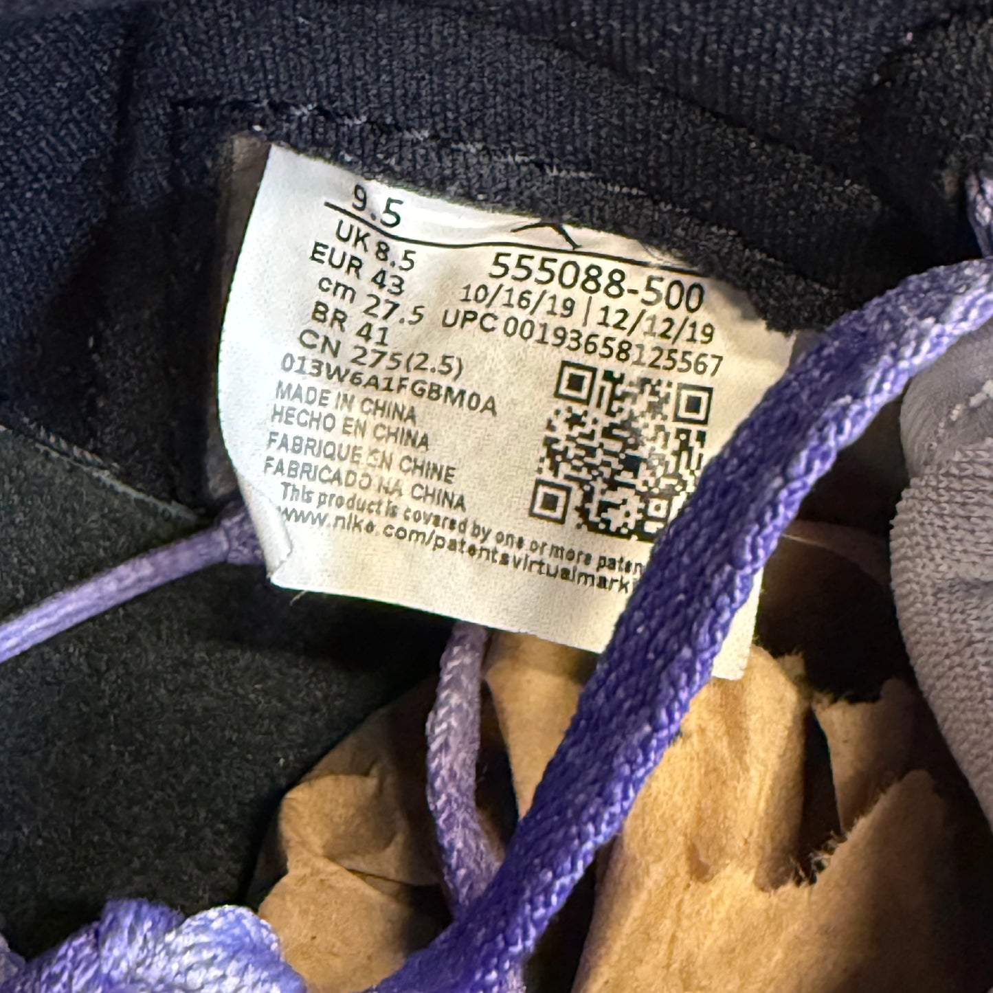 Size 9.5 - Jordan 1 Retro High OG 'Court Purple 2.0' (Used/No Box)