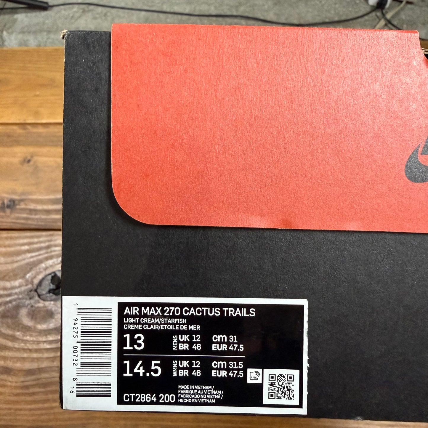 SIZE 13 - Travis Scott x Air Max 270 React ENG 'Cactus Trails' (Used)