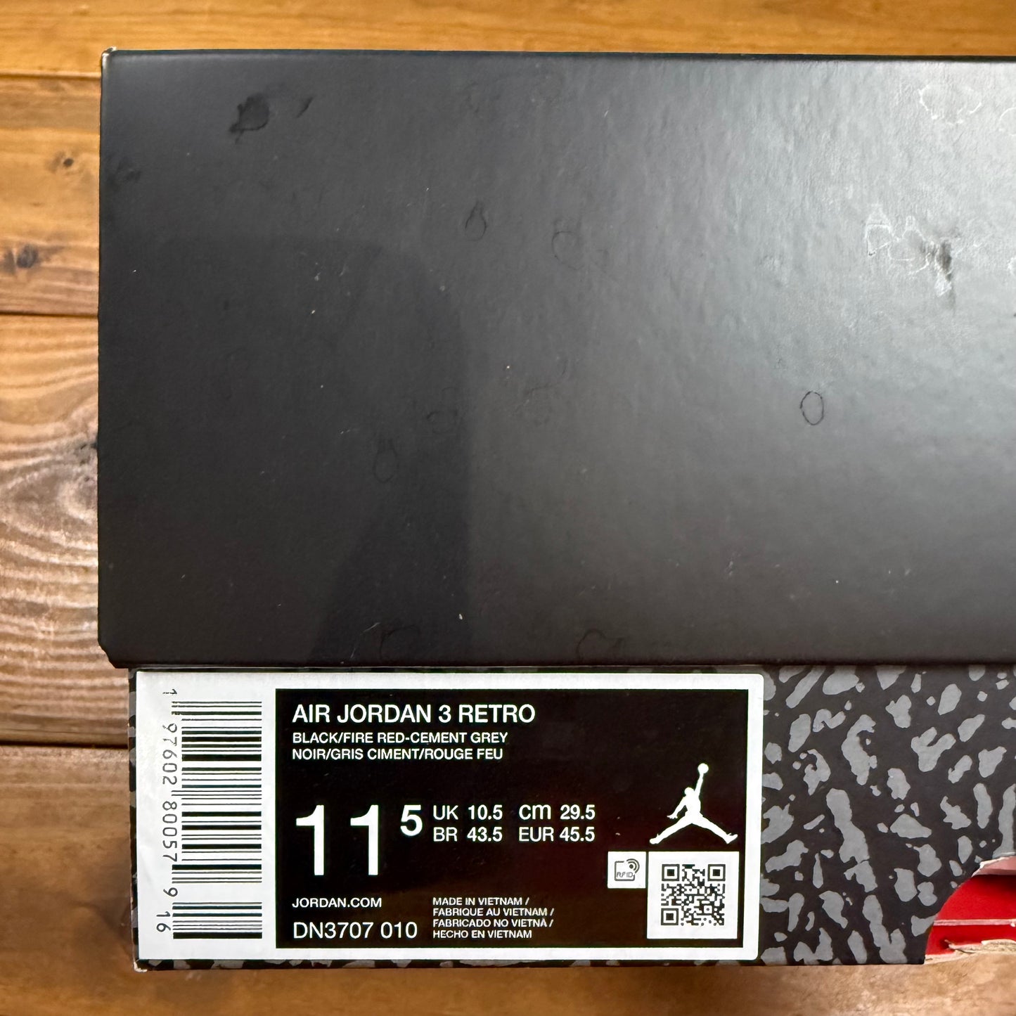 SIZE 11.5 - Jordan 3 Retro OG 'Black Cement' 2024 (Used)