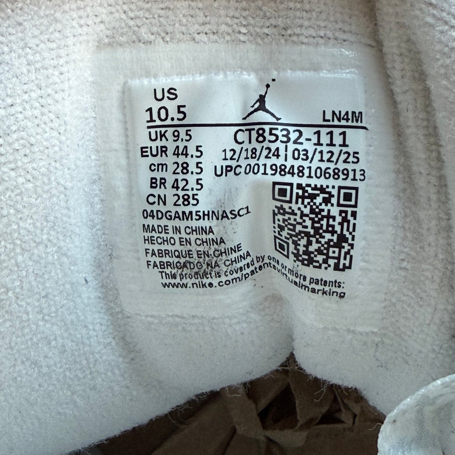 SIZE 10.5 - Jordan 3 Retro 'Pure Money' 2025 (Used)