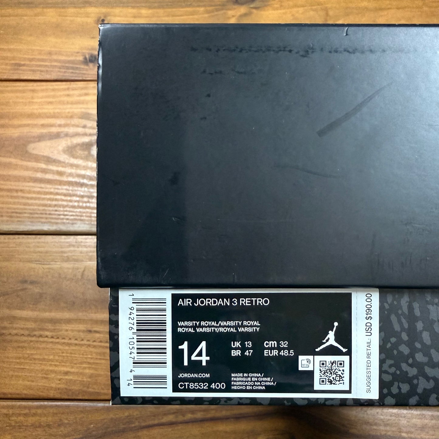 SIZE 14 - Jordan 3 Retro 'Varsity Royal' (Used)