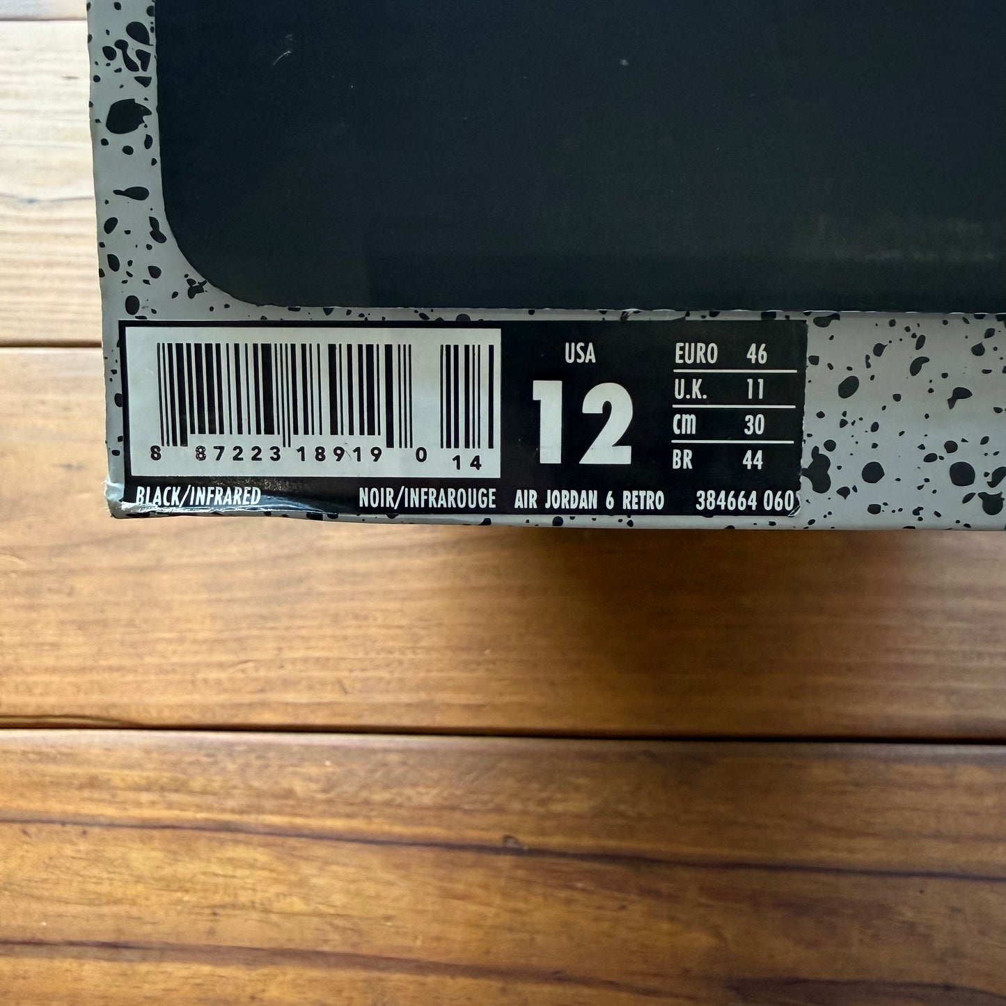 SIZE 12 - Jordan 6 Retro 'Infrared' 2019 (Used)