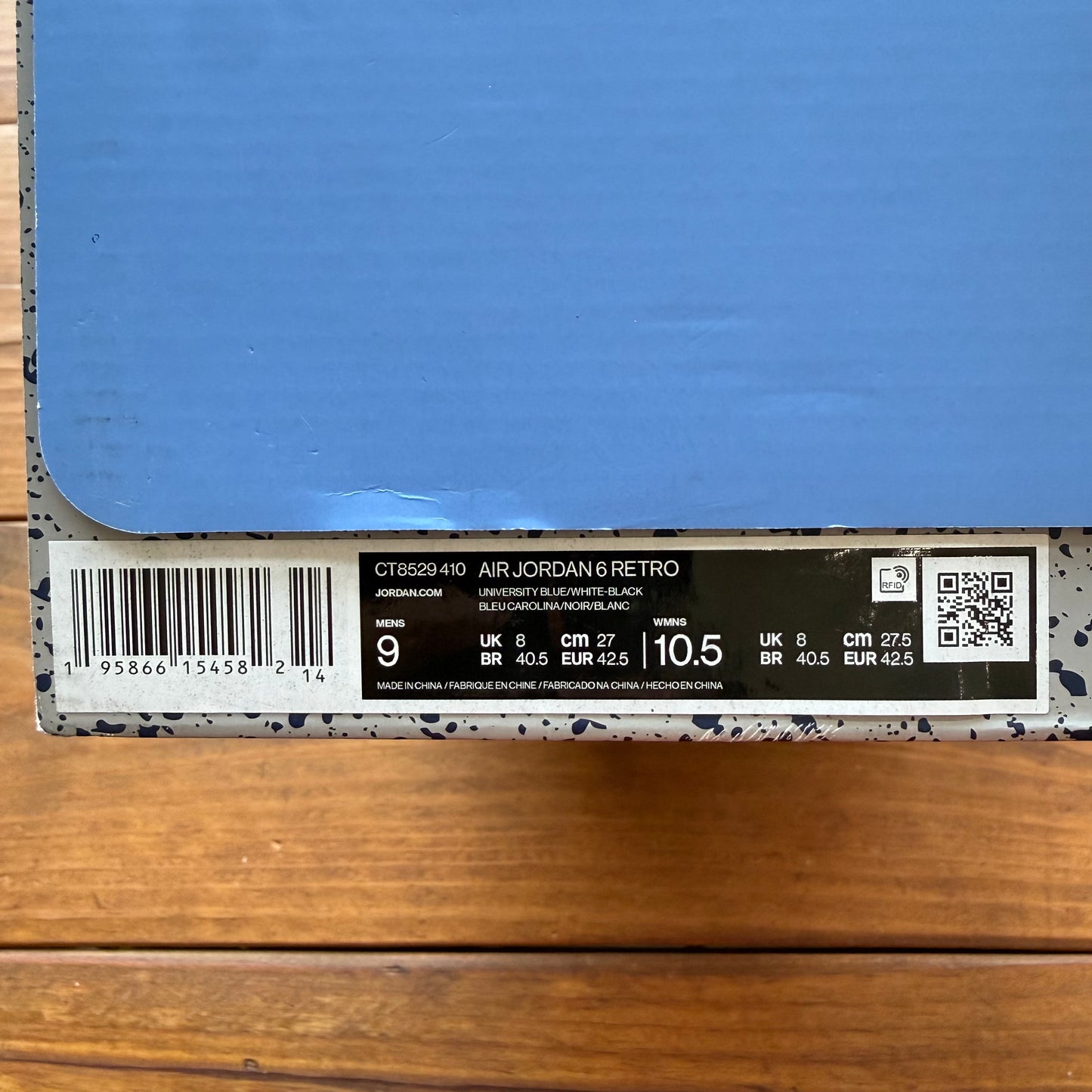 Talla 9 - Jordan 6 Retro 'UNC Home' (Usado)