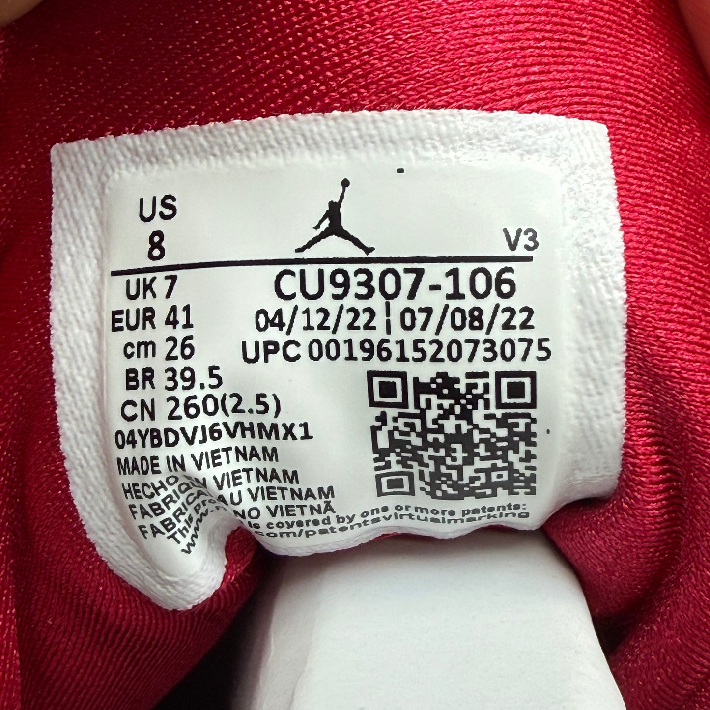 Size 8 - Jordan 7 Retro 'Cardinal' 2022 (Used/No Box)