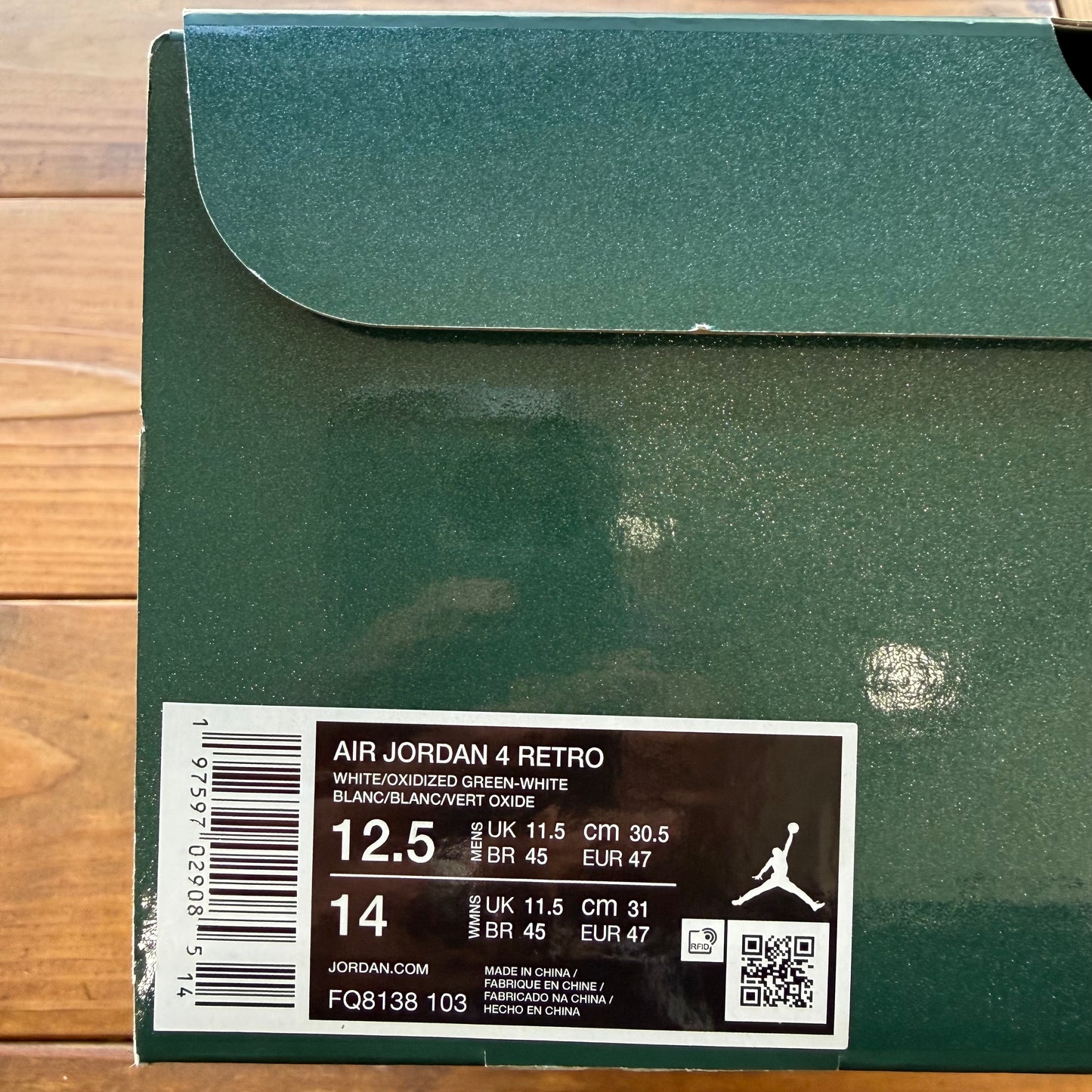 Größe 12.5 - Jordan 4 Retro 'Oxidized Green' (Gebraucht)