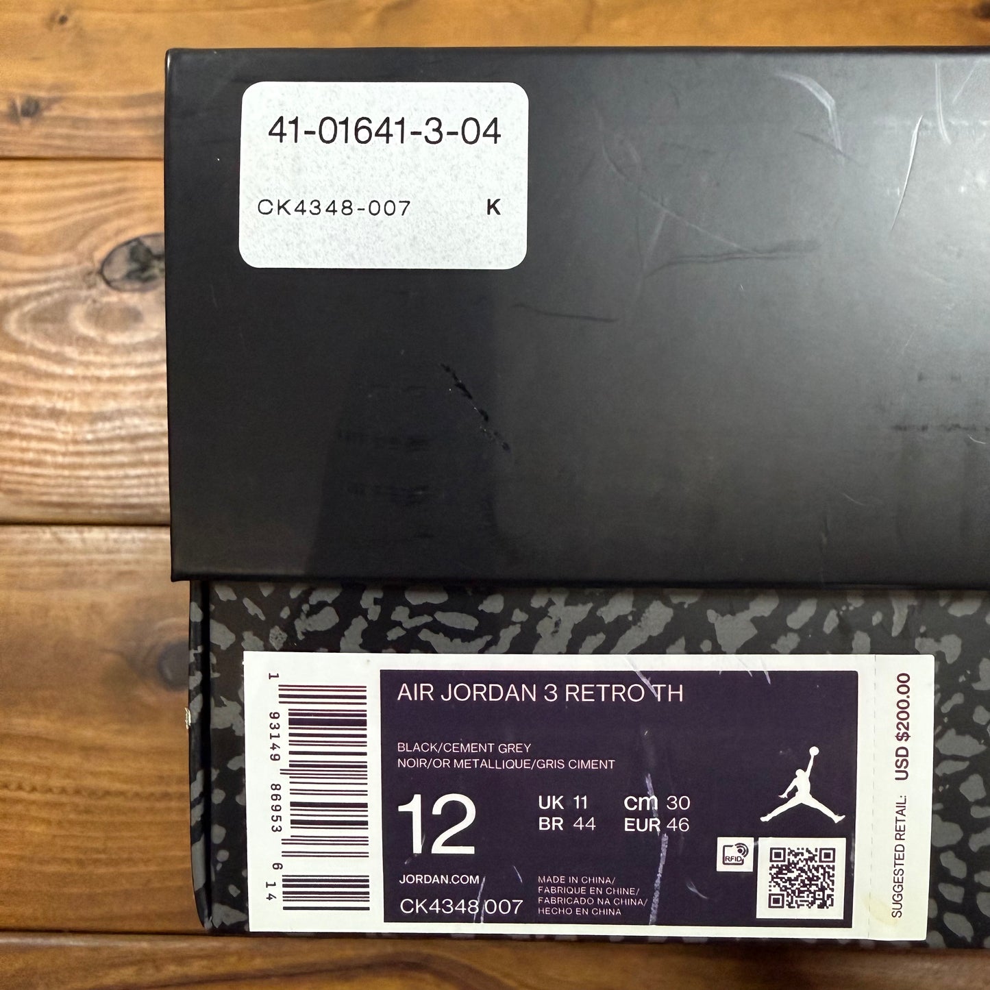 SIZE 12 - Jordan 3 Retro Tinker SP 'Black Cement' (Used)