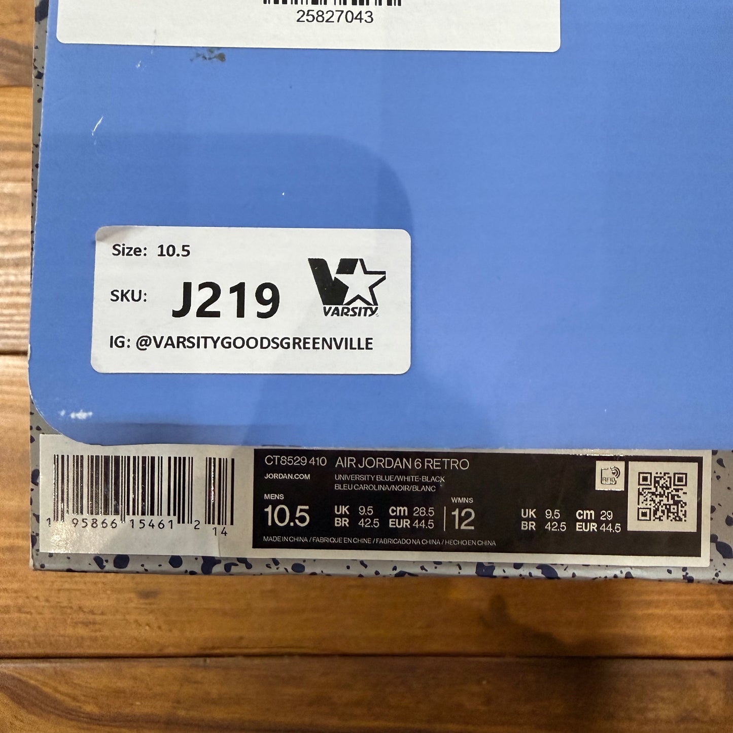 SIZE 10.5 - Jordan 6 Retro 'UNC Home' (Used)
