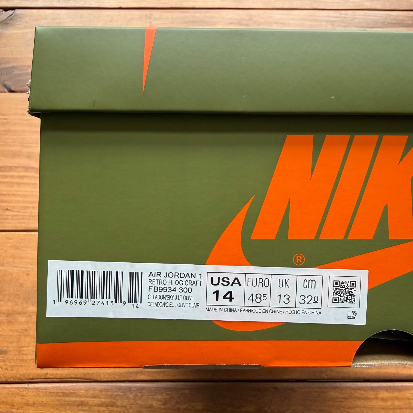 Size 14 - Jordan 1 Retro High OG Craft 'Celadon' (Used)