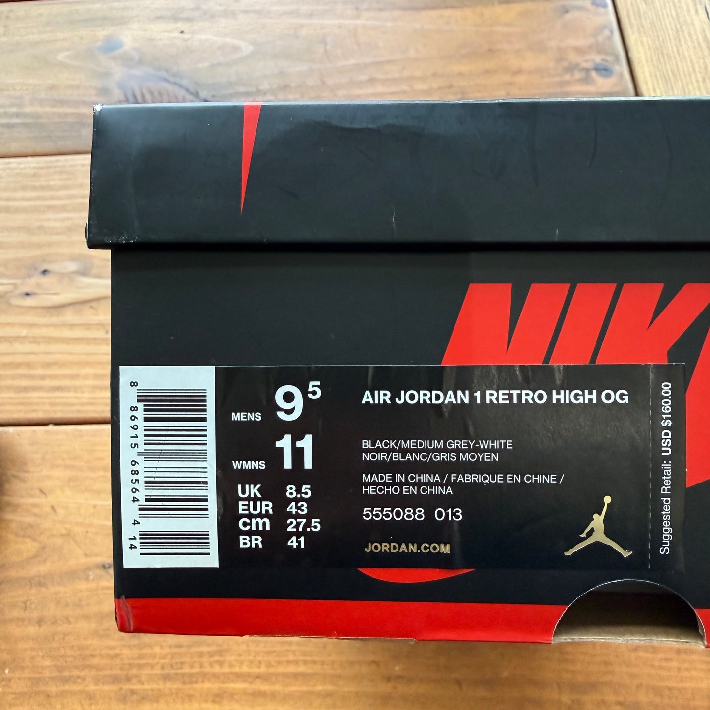 Größe 9.5 - Jordan 1 Retro High OG 'Shadow' 2018 (Gebraucht)