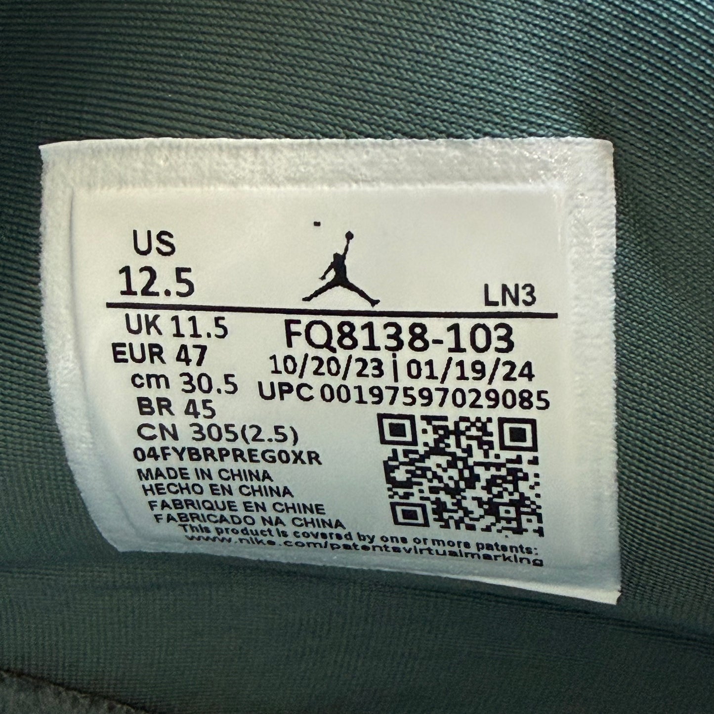 Größe 12.5 - Jordan 4 Retro 'Oxidized Green' (Gebraucht)