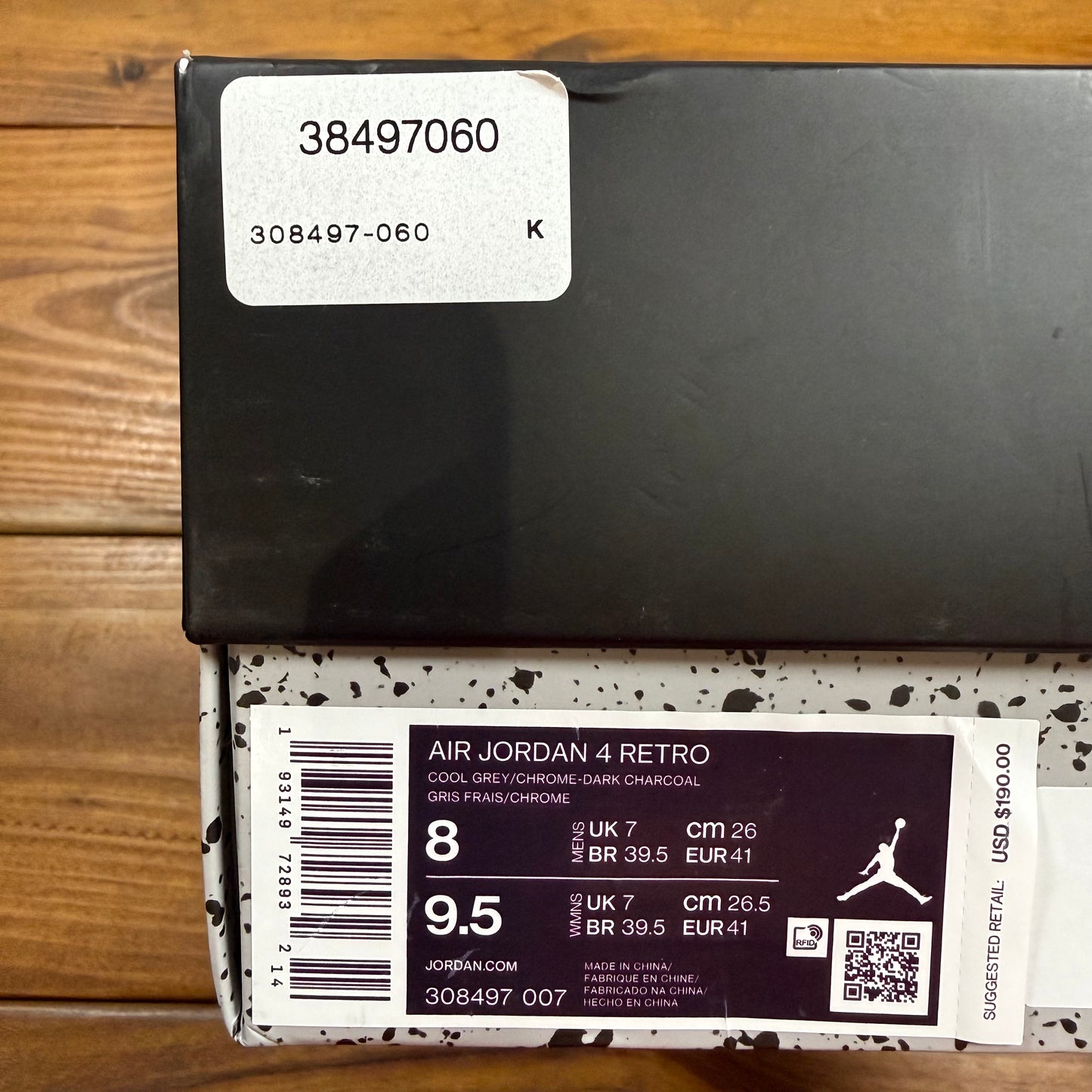 SIZE 8 - Jordan 4 Retro 'Cool Grey' 2019 (Used)
