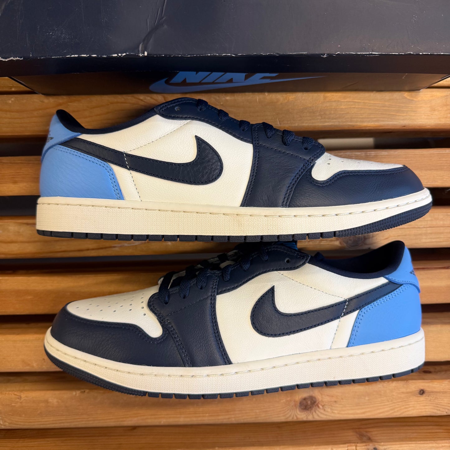 Size 13 - Jordan 1 Retro Low OG 'Obsidian UNC' (Used/Damaged Box)