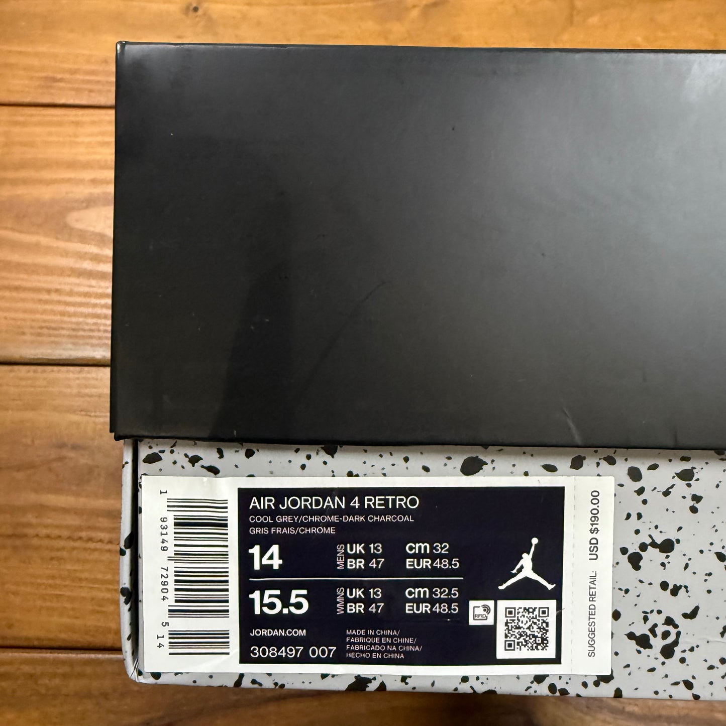 SIZE 14 - Jordan 4 Retro 'Cool Grey' 2019 (Used)