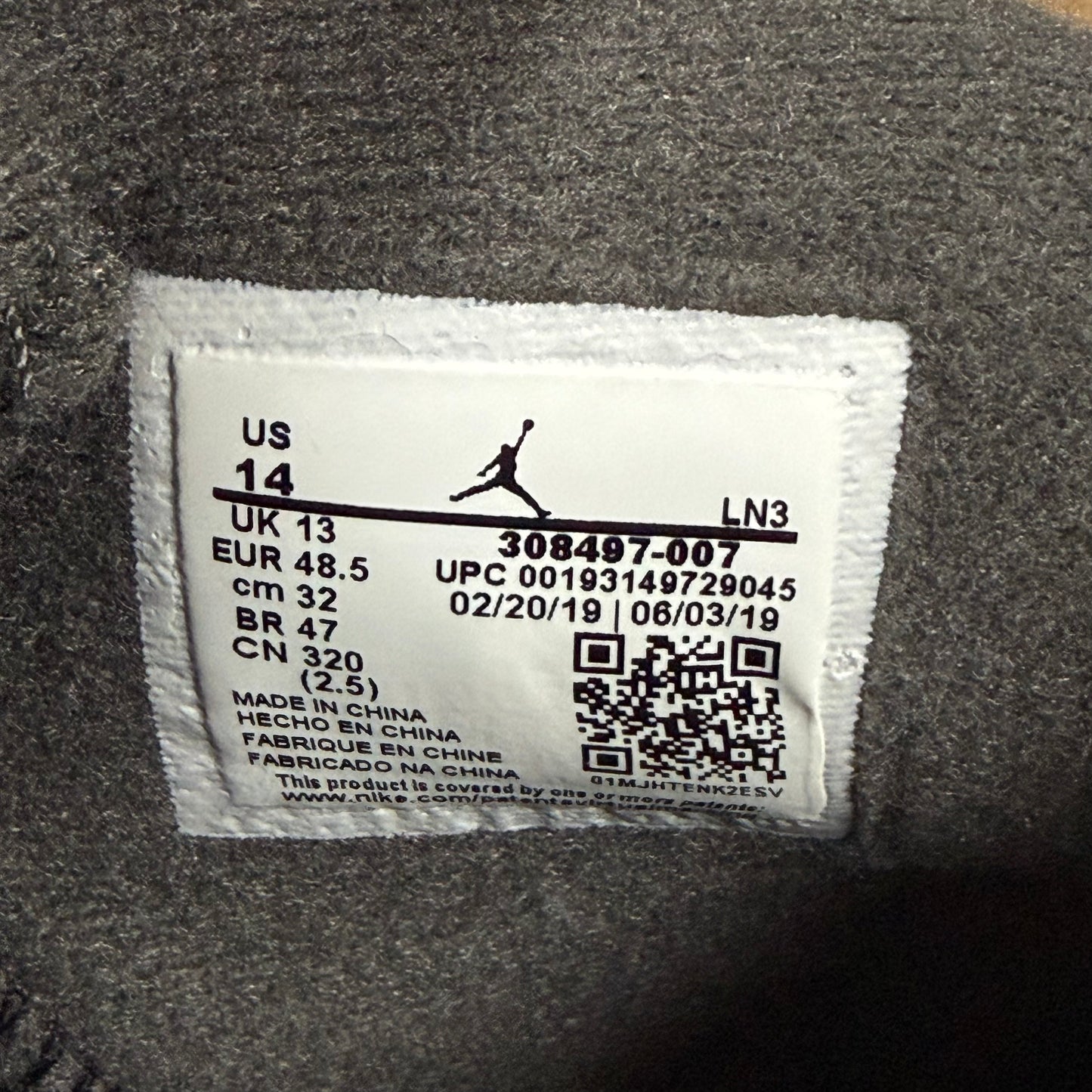 SIZE 14 - Jordan 4 Retro 'Cool Grey' 2019 (Used)
