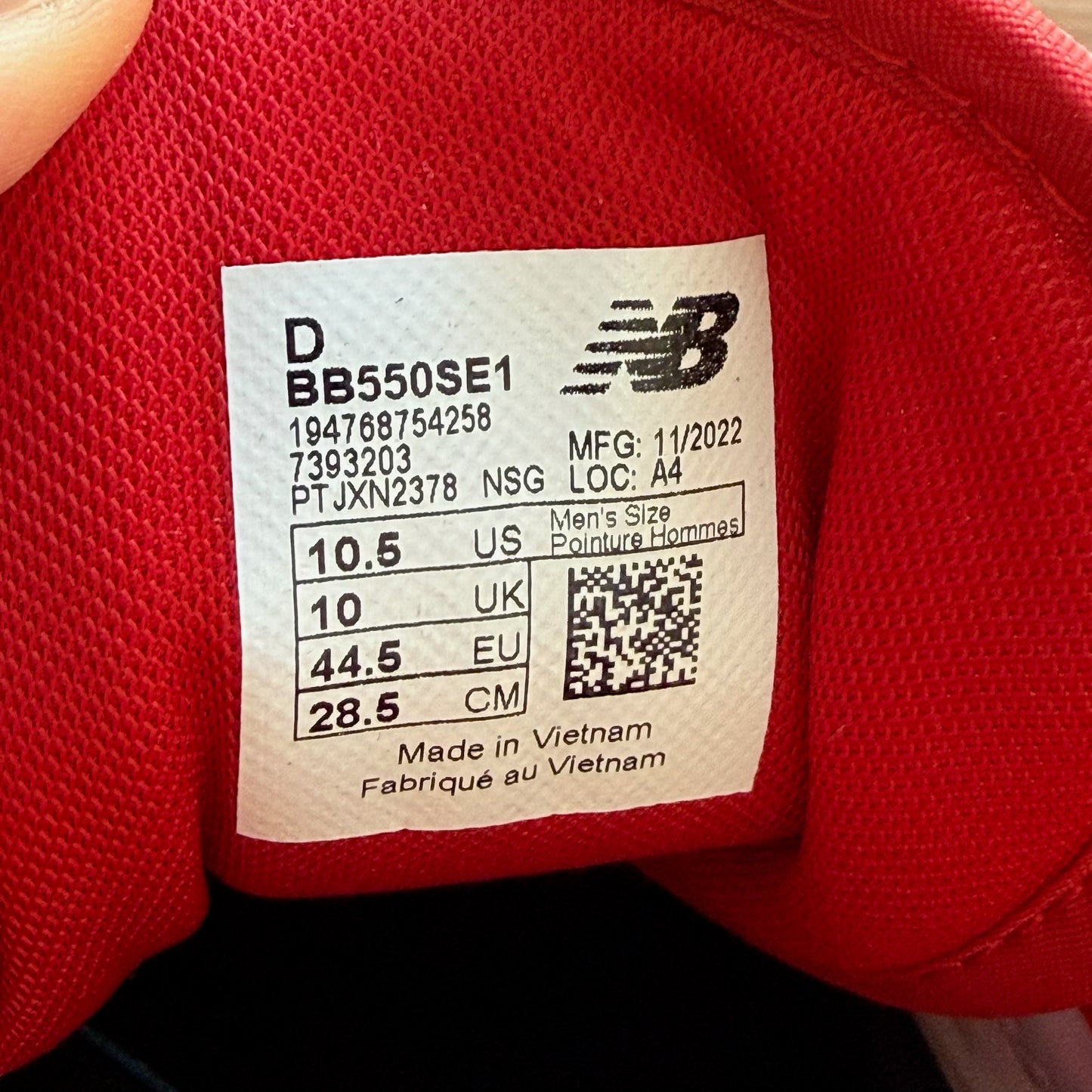 Size 10.5 - New Balance 550 'White Team Red' (Used/Rep Box)