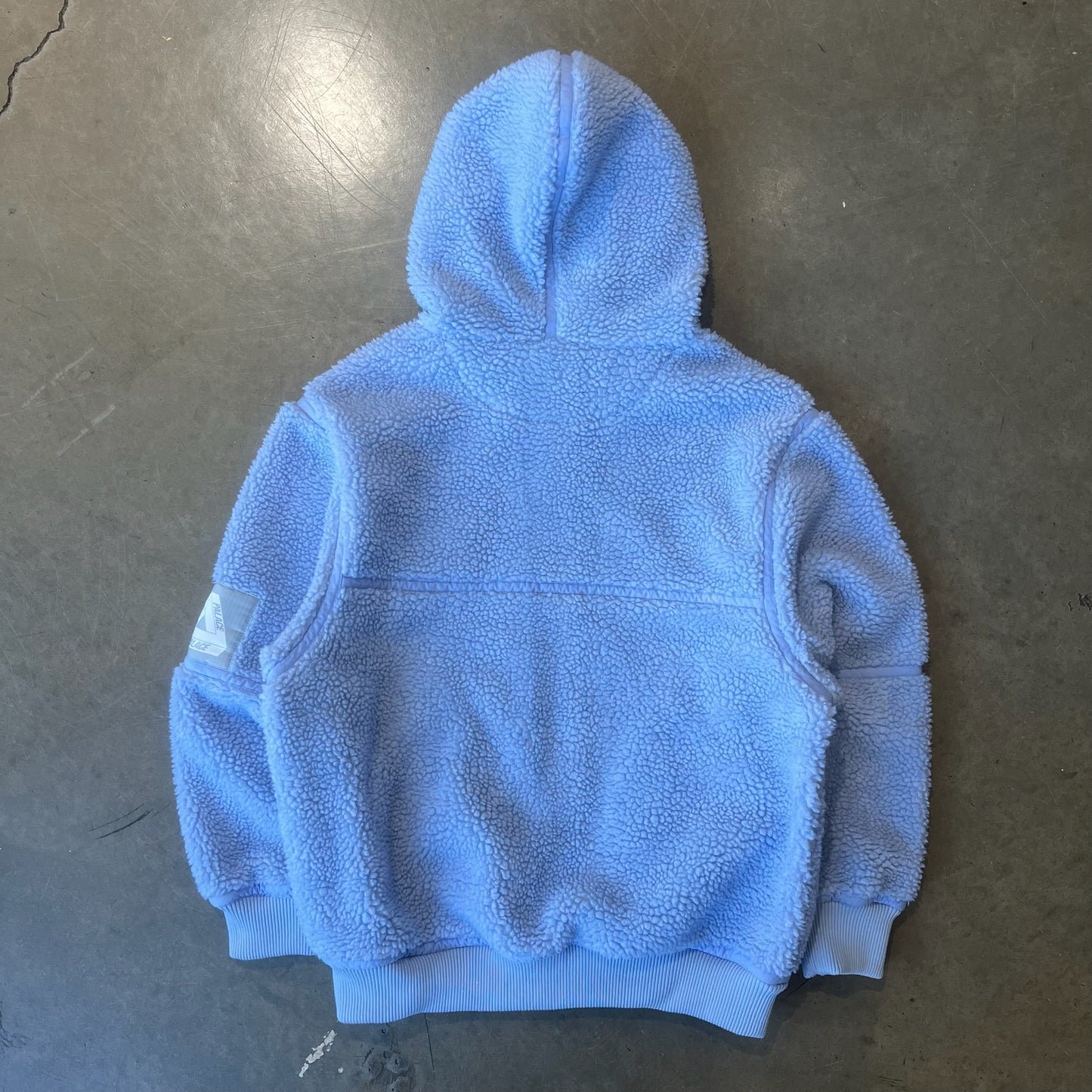 Large - Palace Sherpa Hooded Jacket 'Light Blue' - FW22