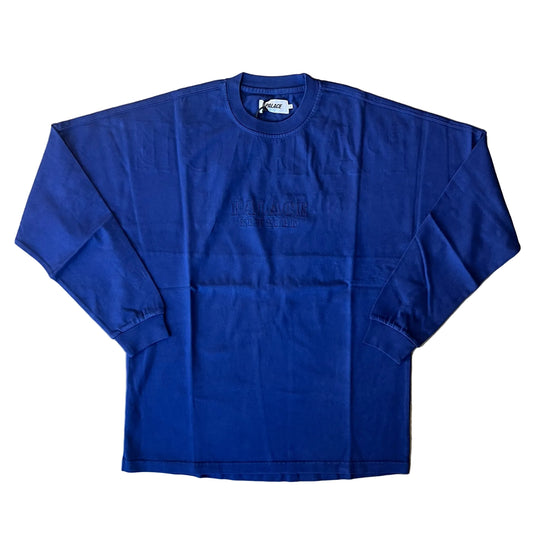 Large - Palace New York Shop Drop Shoulder Long Sleeve Shirt 'Navy'