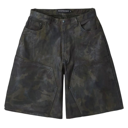 S - Raspberry Hills Leder-Camo-Shorts