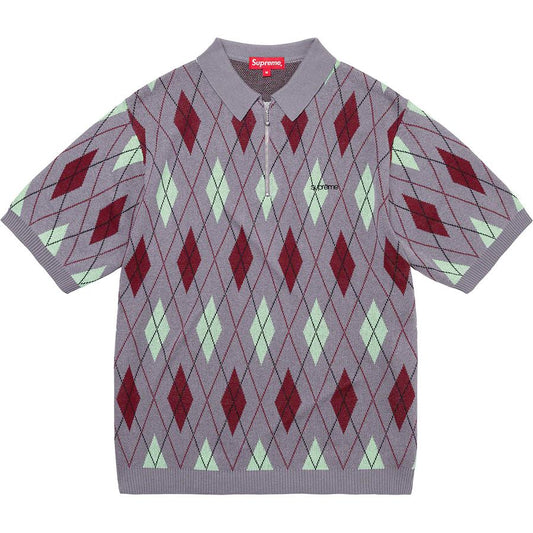 Medium - Supreme Argyle Zip Polo (Grey)