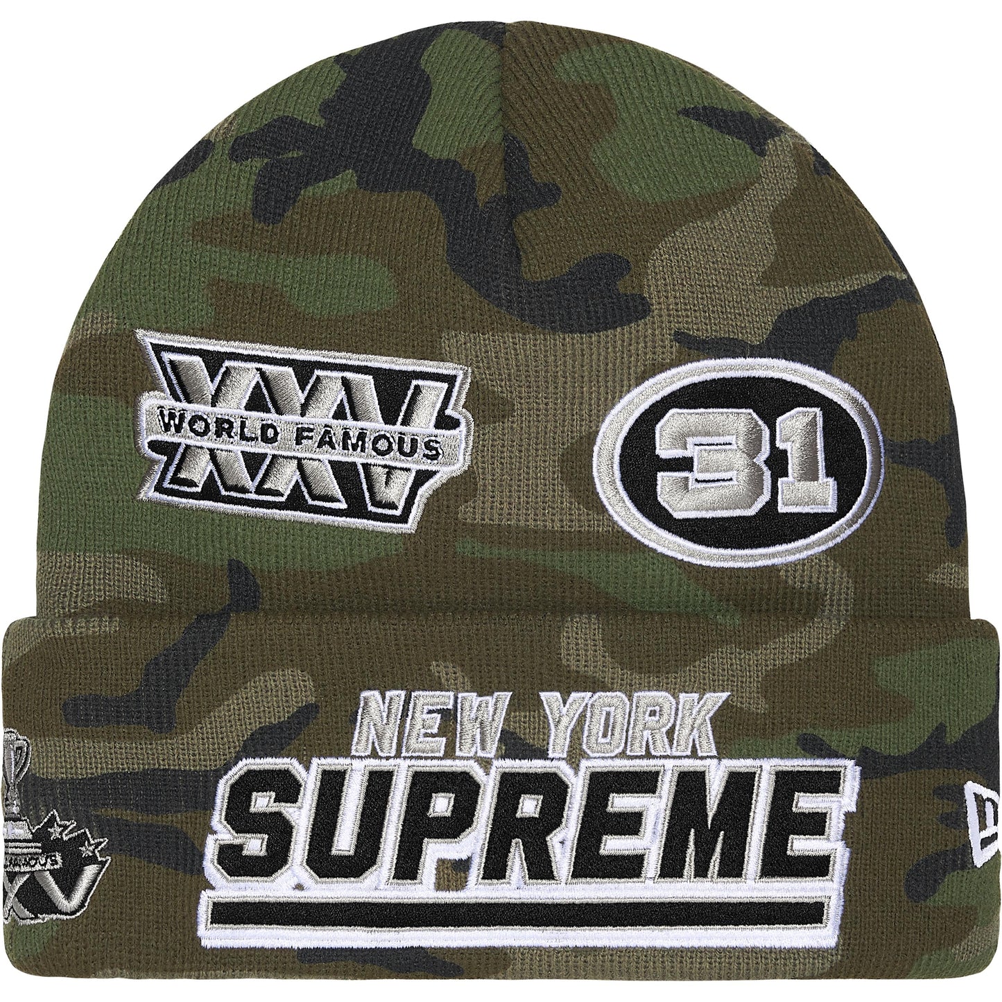 Supreme New Era® Football Beanie 'Woodland Camo'