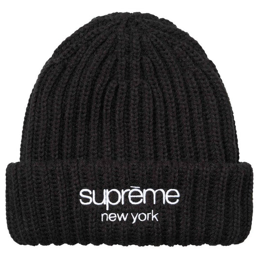 Supreme Classic Logo Chunky Ribbed Beanie 'Black'