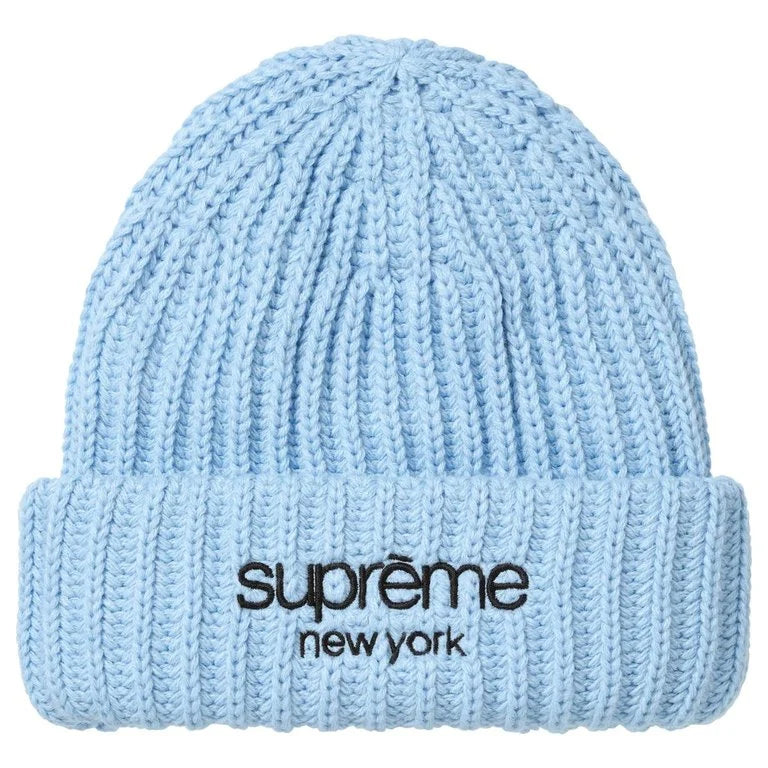 Supreme Classic Logo Chunky Ribbed Beanie 'Light Blue'