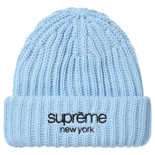 Supreme Classic Logo Chunky Ribbed Beanie 'Light Blue'