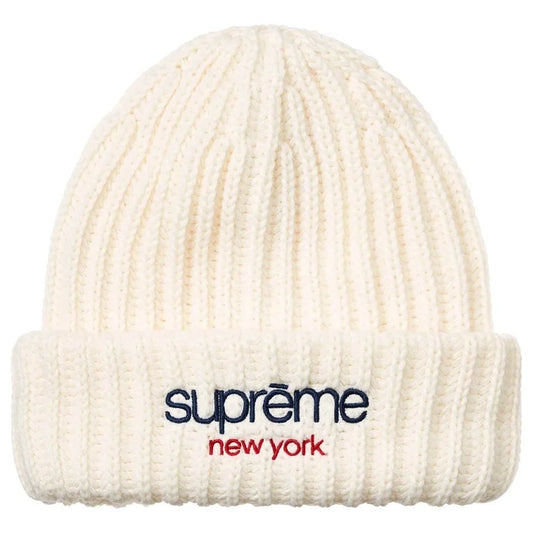 Supreme Classic Logo Chunky Ribbed Beanie 'White'