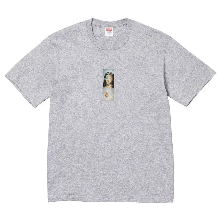 Large - Supreme Prayer Card Box Logo Tee 'Heather Grey'