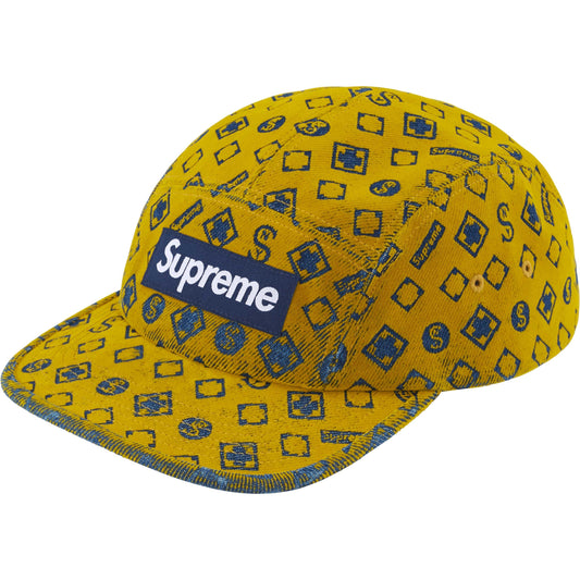 Supreme Flocked Denim Camp Cap 'Mustard'